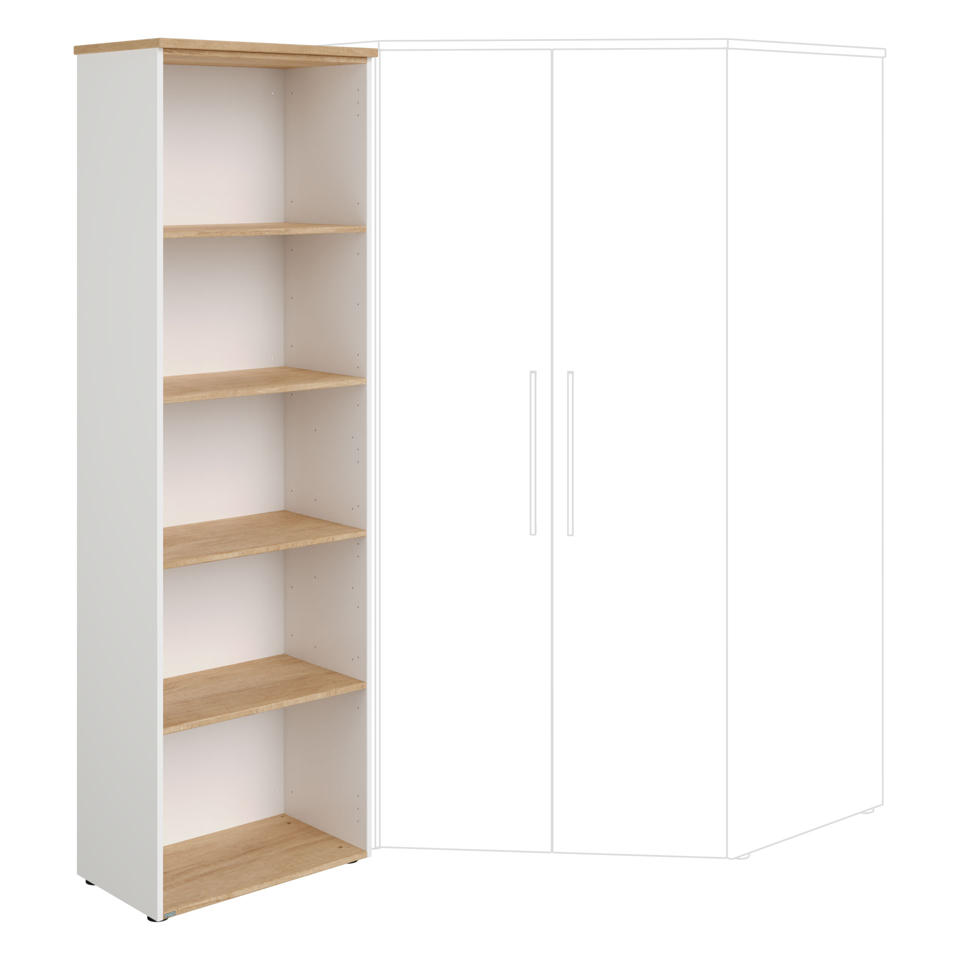 Mensola laterale Oscar, rovere bianco