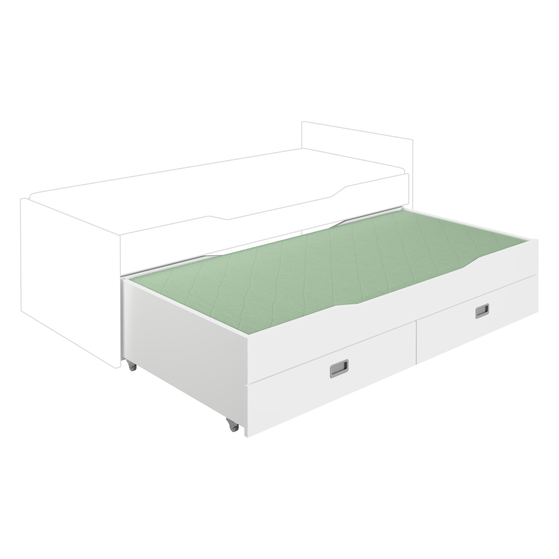 Unterschiebebett Fiona weiß Holz