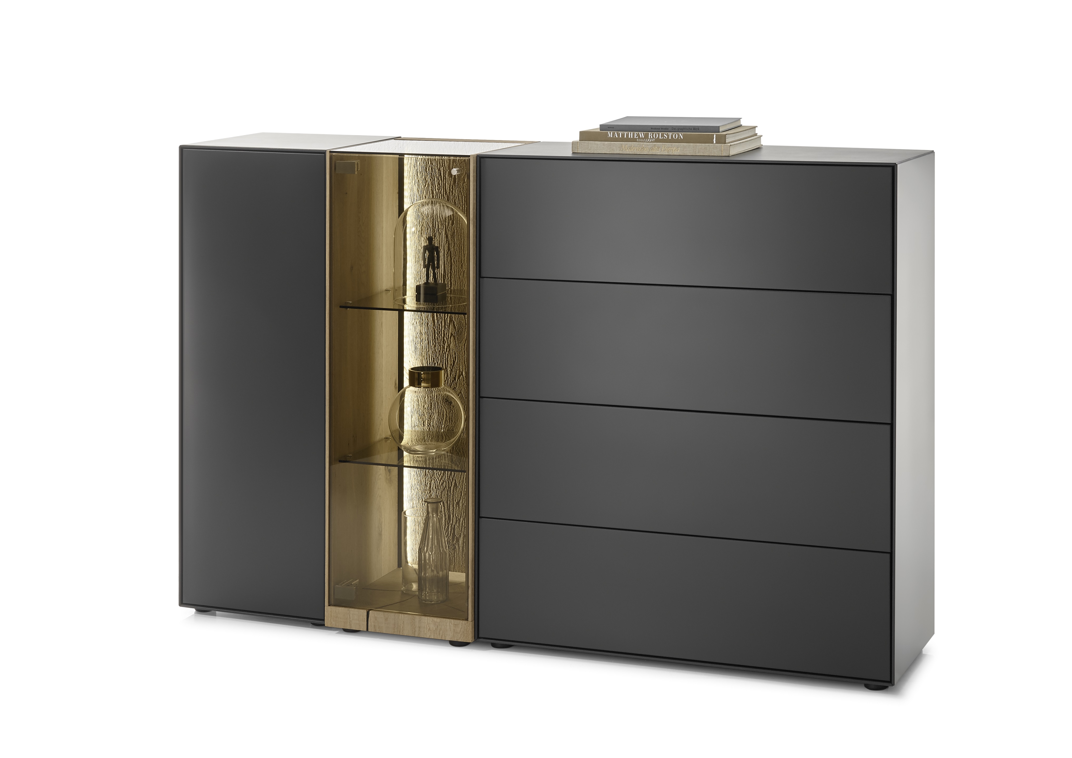 Highboard Trevio grau Eiche