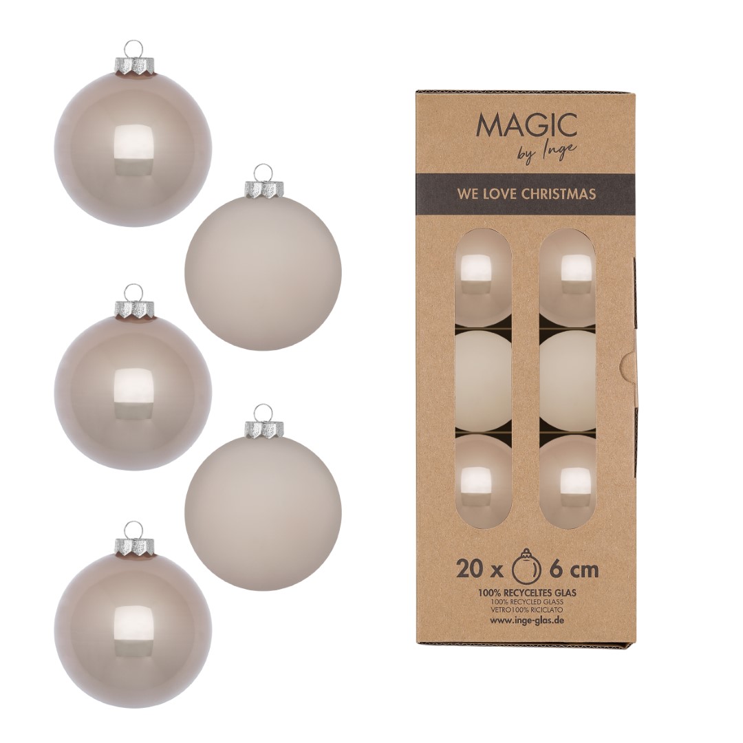 Weihnachtskugelset Fine Alabaster beige Glas