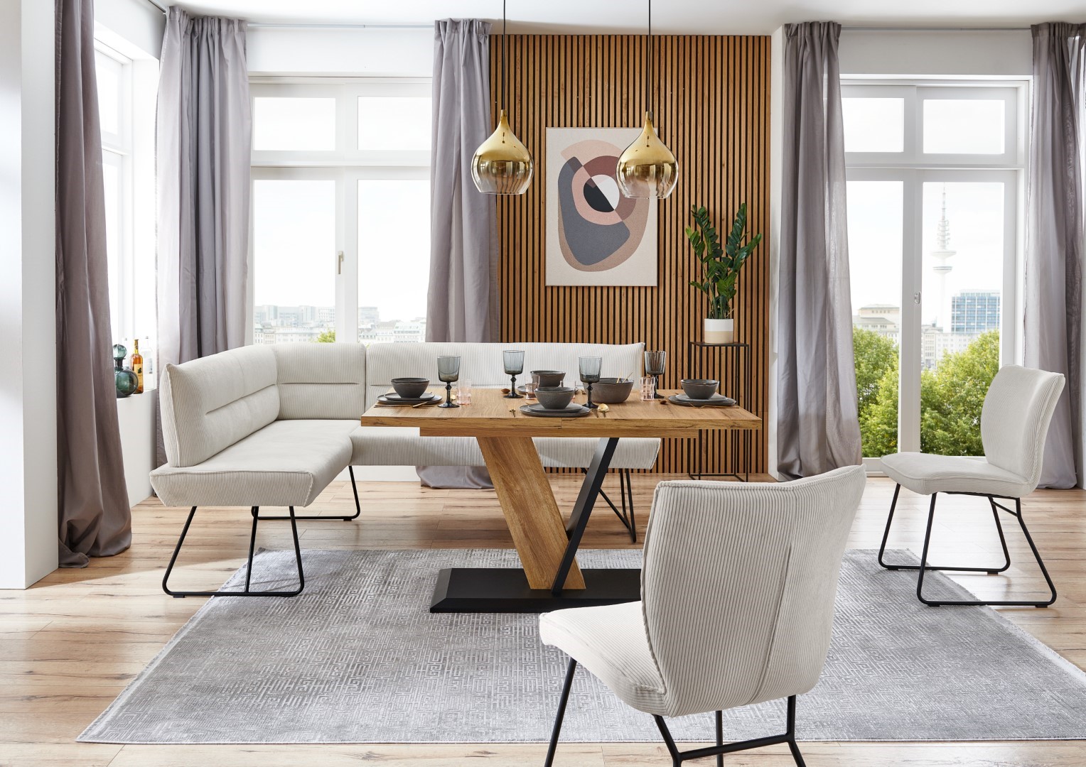 Eckbank Conny hellgrau Stoff