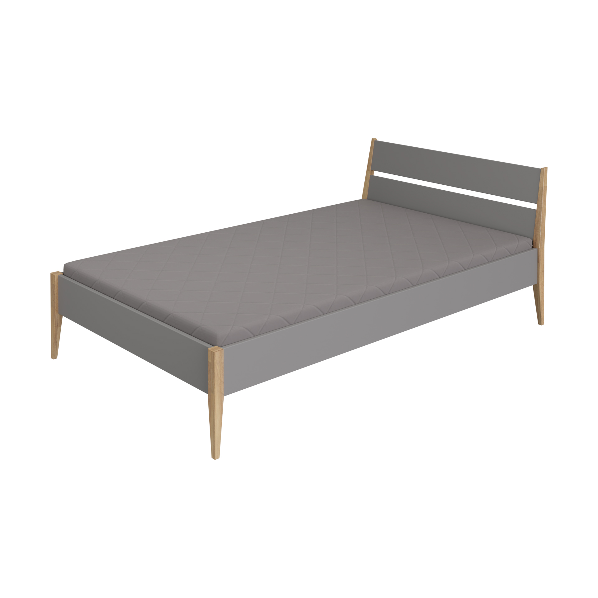 Bett Sten grau Eiche