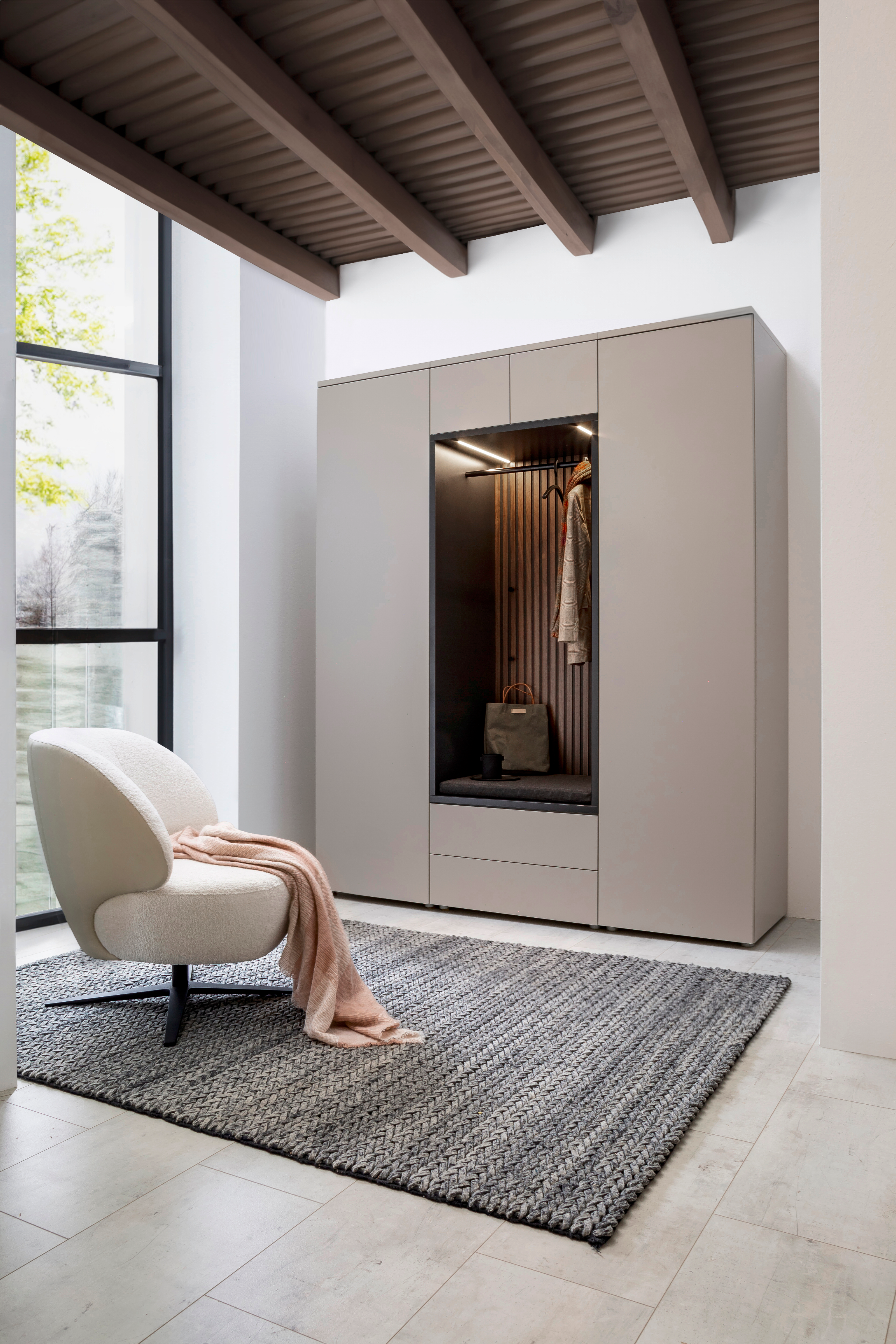 Garderobenkombination Bilbao grau braun Holz