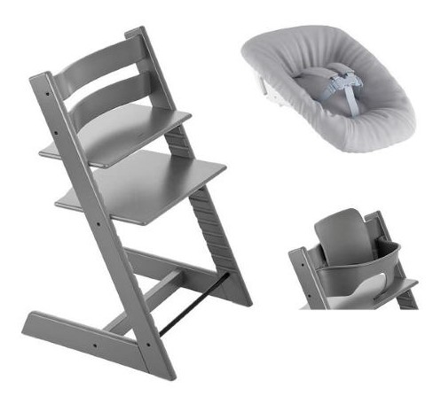 TrippTrapp Kinder-Hochstuhl mit Babyset und Babywippe grau
