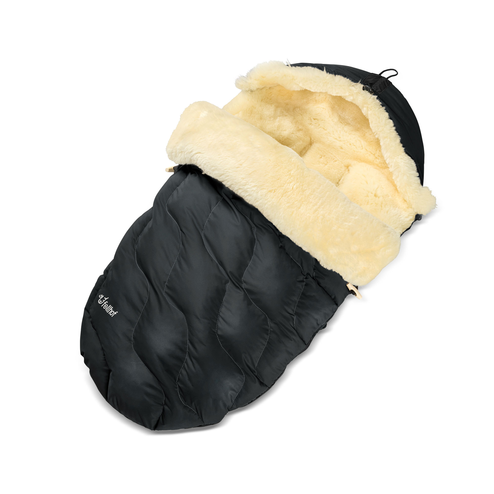 Borsa per carrozzina Winterberg in pelle d'agnello merino poliestere nero