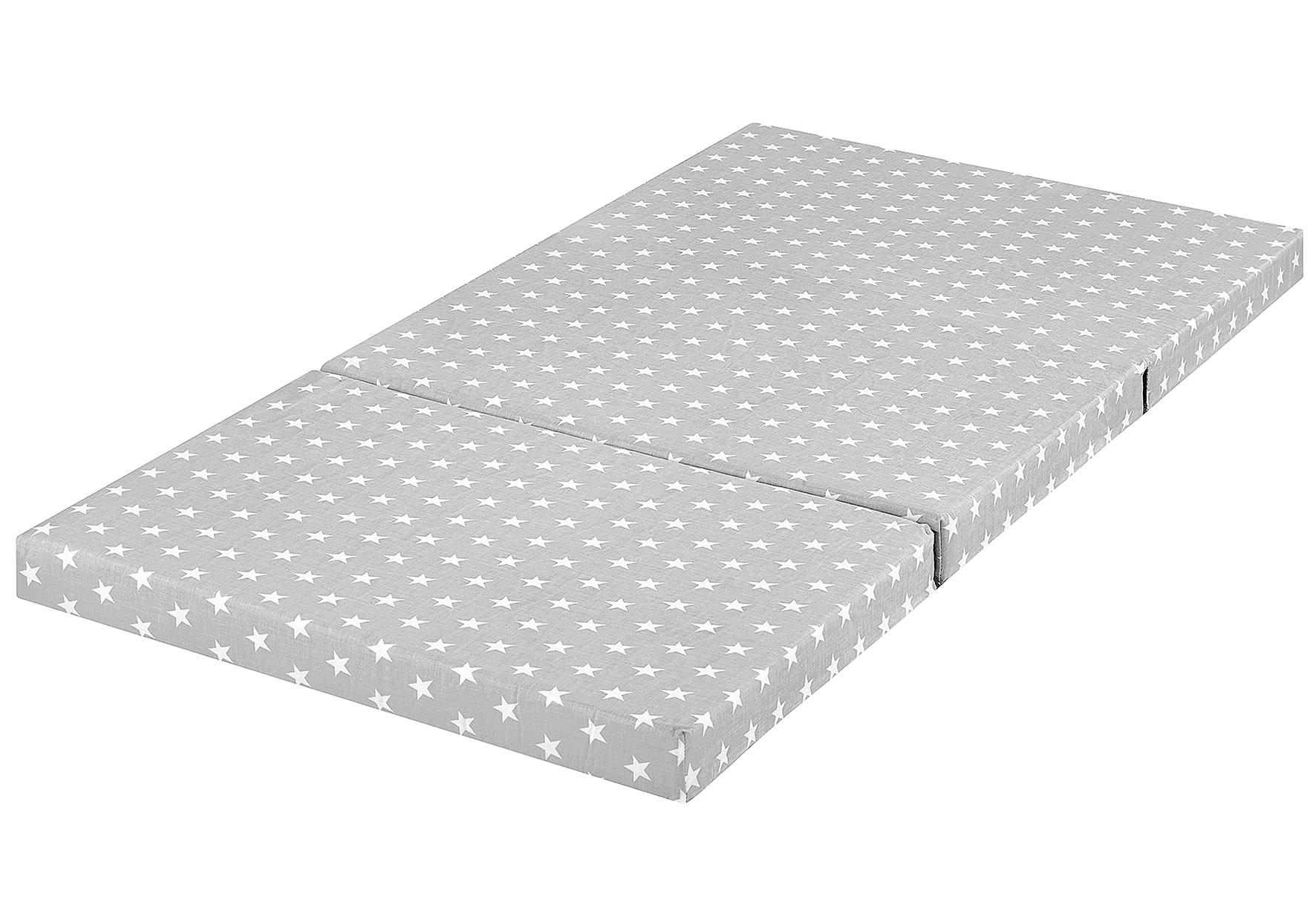 Reisebettmatratze "Star" klappbar inkl. Tasche Babyworld grau/weiß Polycotton/Polypropylen