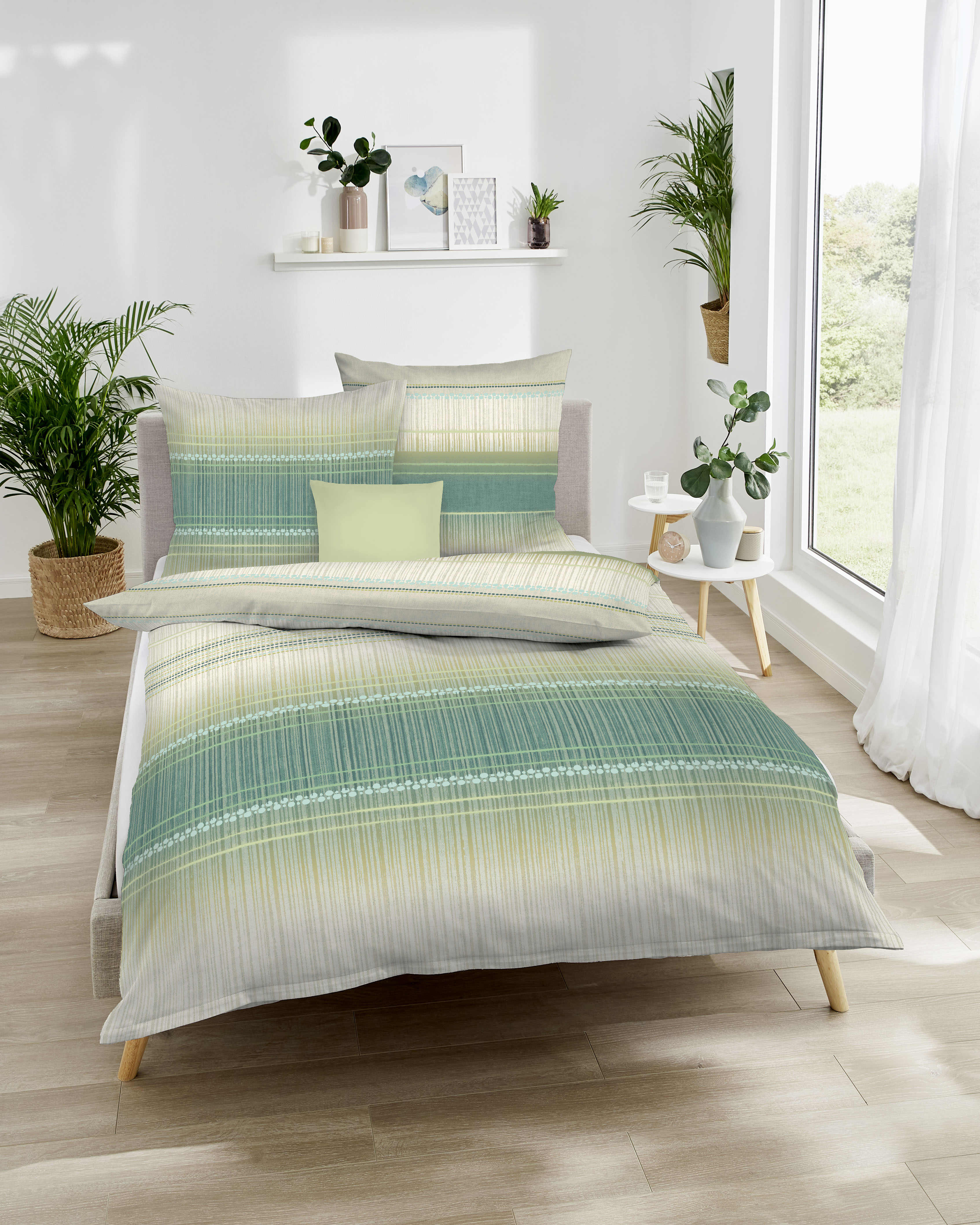 Bettwäsche Charisma grün Baumwolle | 60 x 80 + 140 x 200 cm | Jade