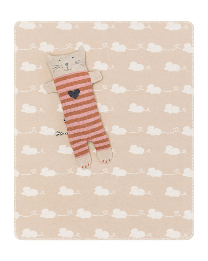 Decke in der Puppe Katze Juwel beige Baumwolle Viskose