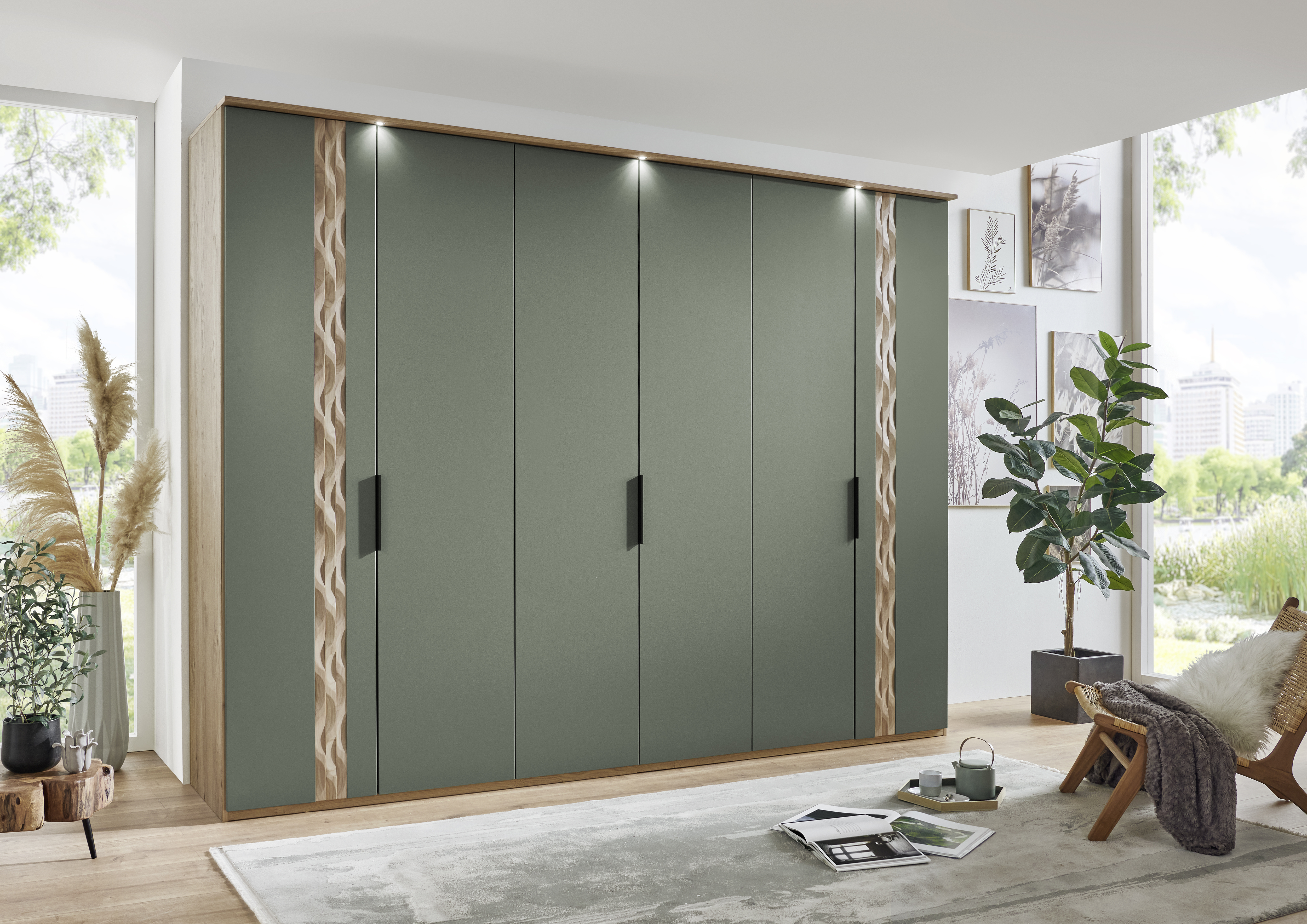 Drehtürenschrank Callao grün braun Holz