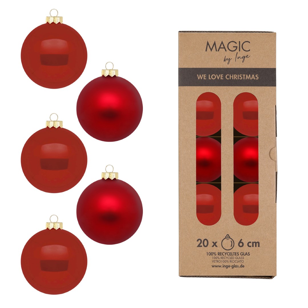 Weihnachtskugelset Classic Chianti rot Glas