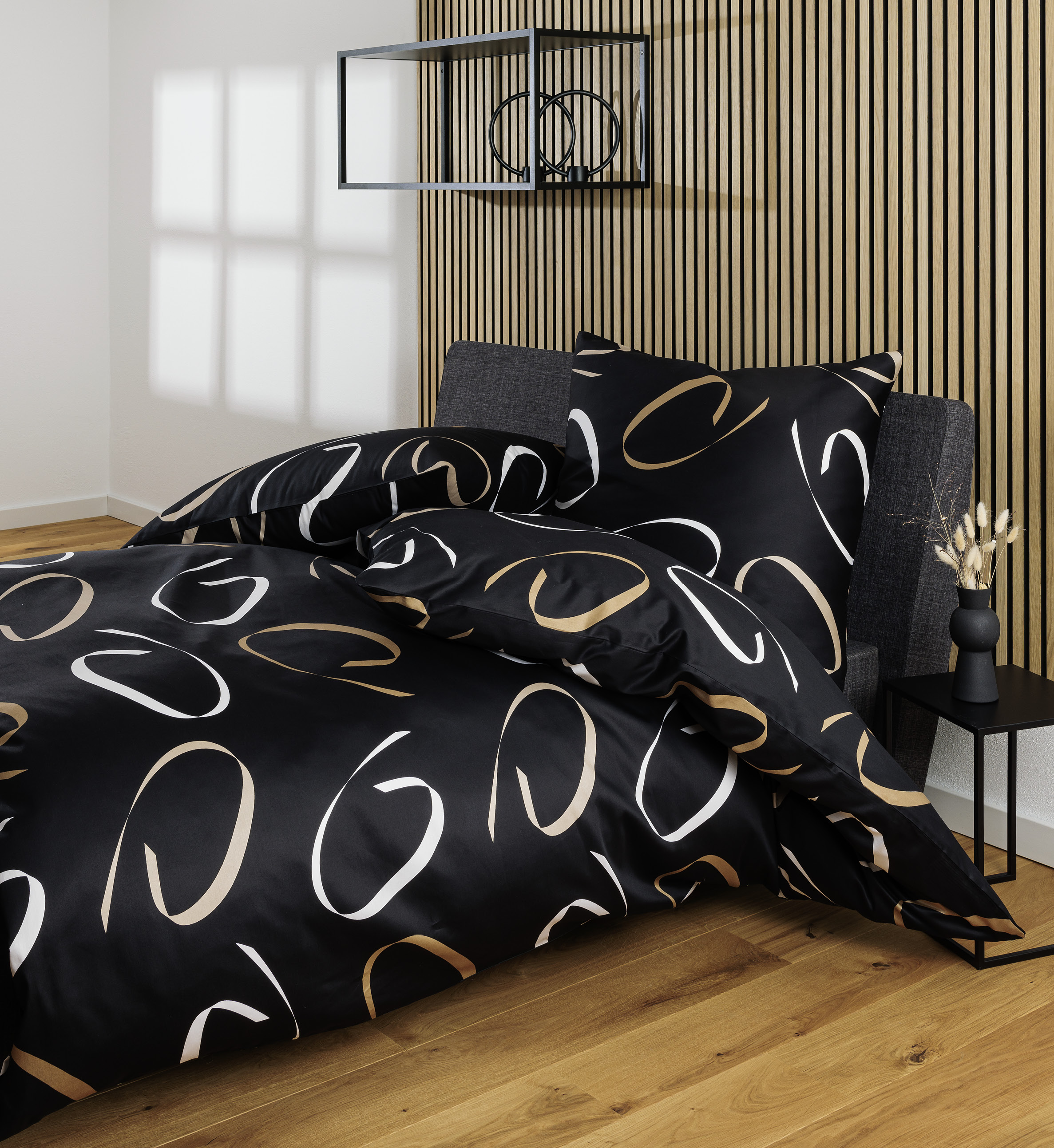 Biancheria da letto J. D. nero beige textil