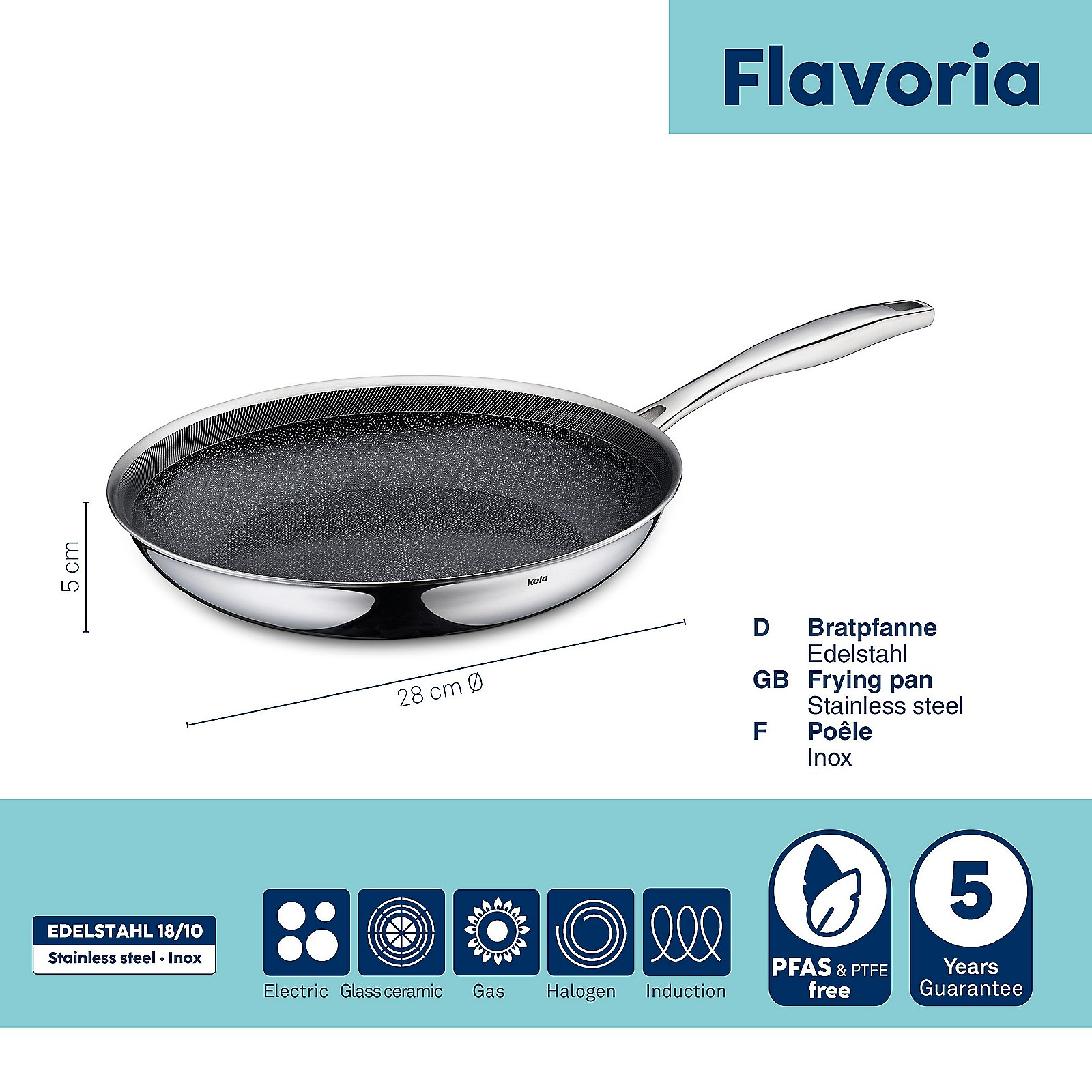 Padella in acciaio inox color metallo di Flavoria