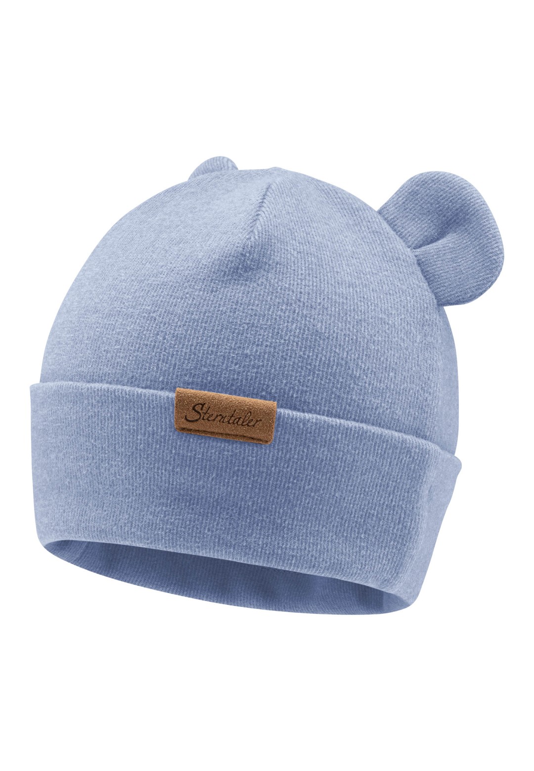 Berretto per neonato con orecchie in velluto blu unisex