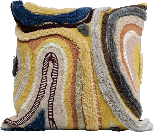 Kissen Lava gelb mehrfarbig Baumwolle Polyester Wolle