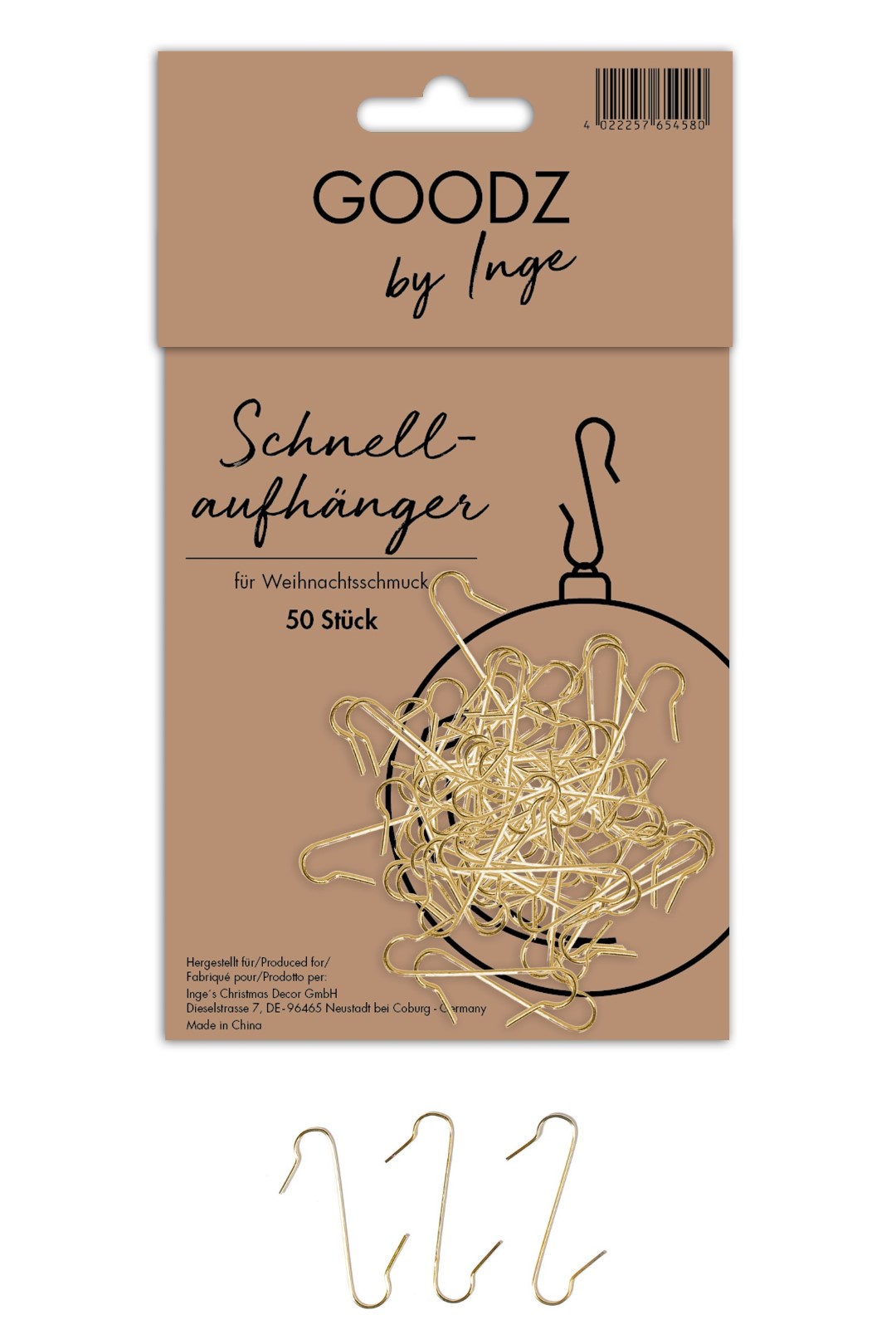 Schnellaufhänger gold Metall
