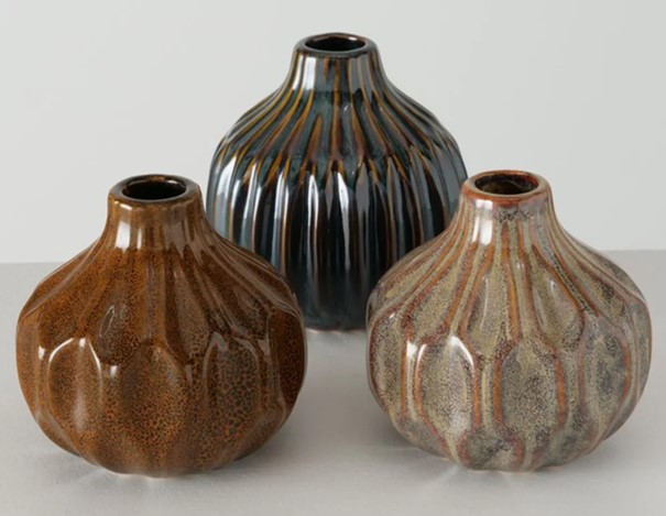 Vaso Lenja 3 tipi di porcellana marrone nero