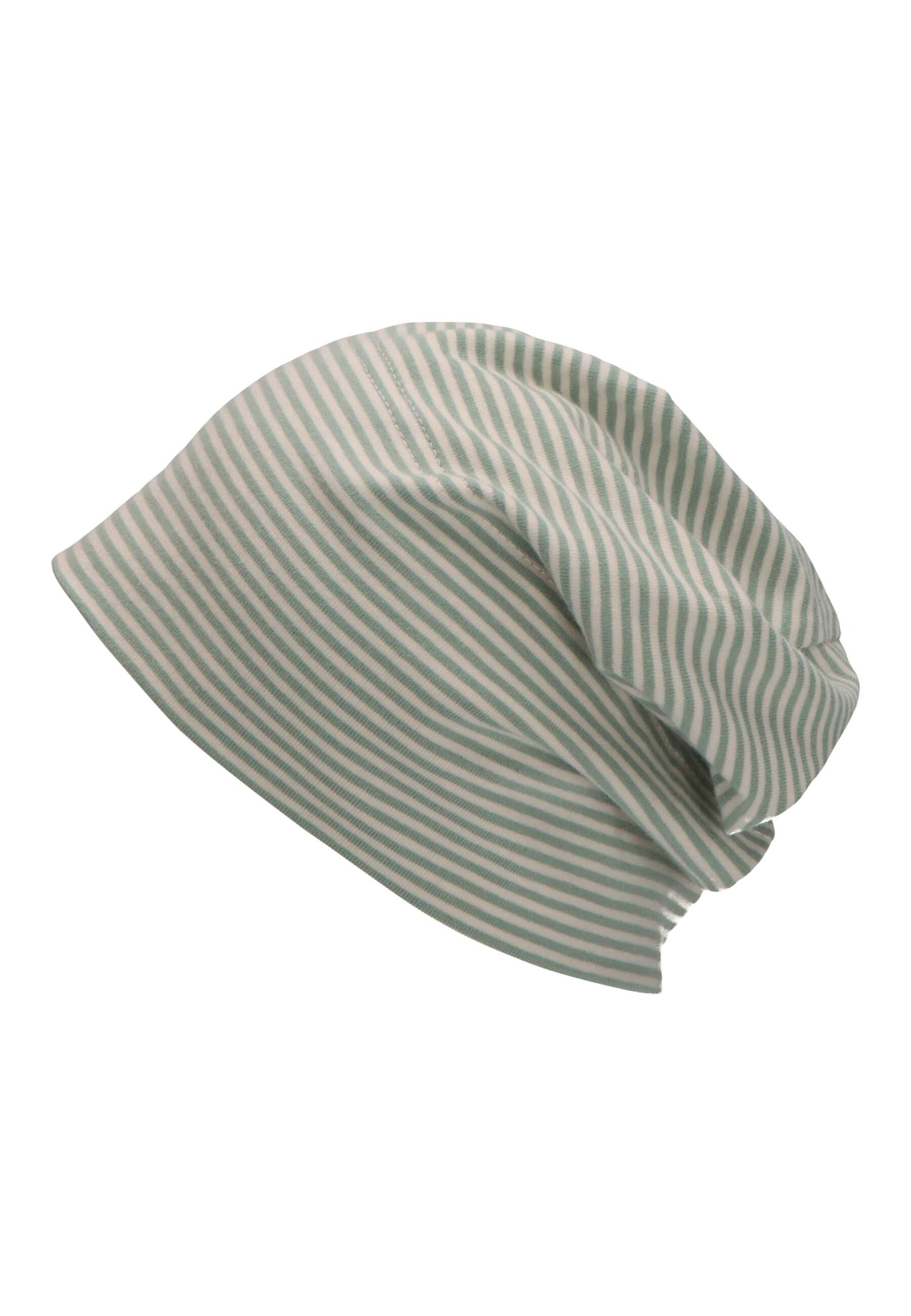 GOTS Beanie Ringel steingrün Unisex