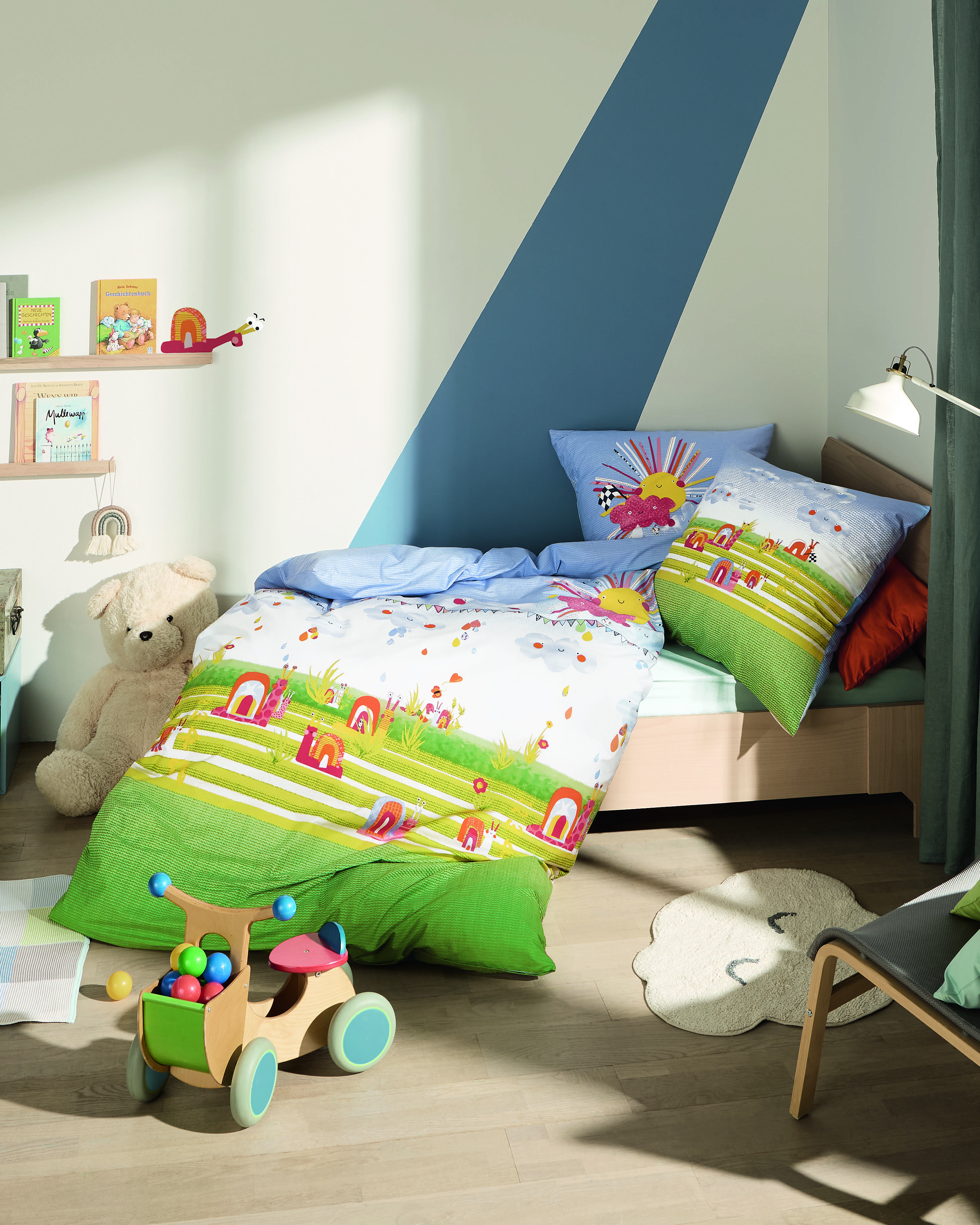 Biancheria da letto arcobaleno lumache colorate cotone