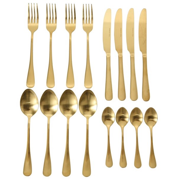 Set di posate Landlord 16 pezzi in acciaio inox oro