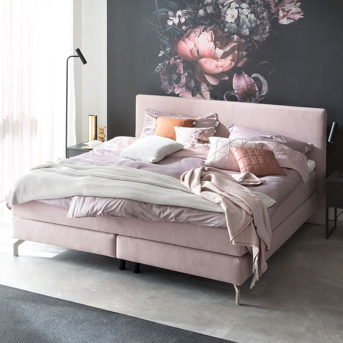 Letto a molle Vita tessuto rosa