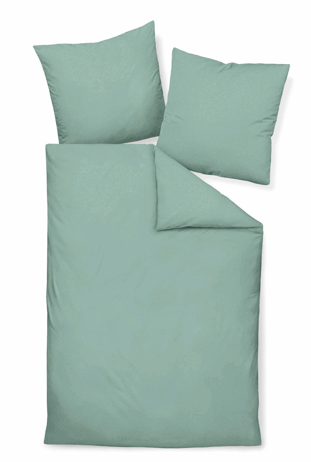 Biancheria da letto verde salvia 135x200,60x80 PIANO Mako-Soft-Seersucker