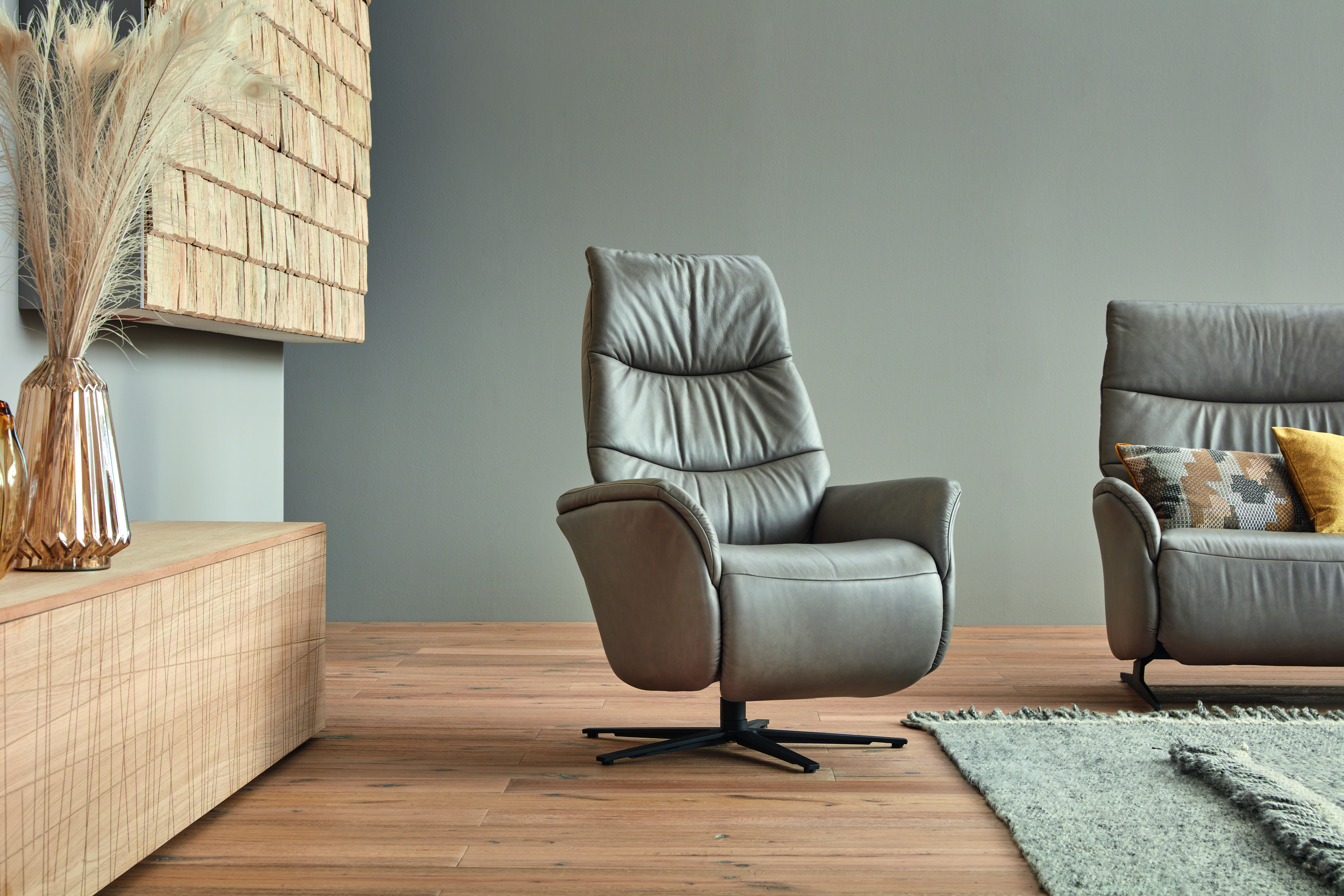 Poltrona relax 7051 in pelle grigia