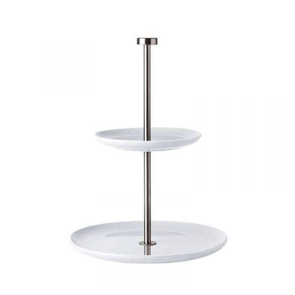 Etagere flach Grande weiß glänzend Steingut