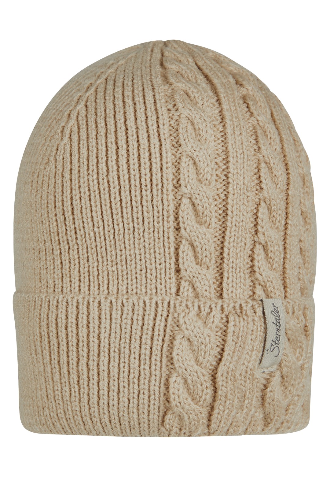 Berretto a maglia per bambini con risvolto beige unisex