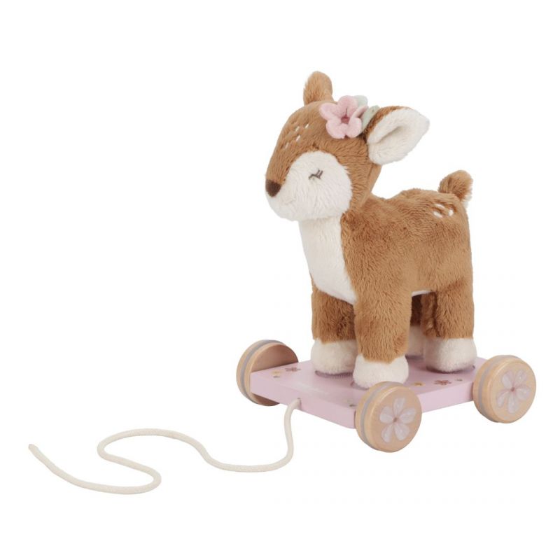 Nachziehtier Plüschreh Little Dutch braun weiß rosa Holz Polyester