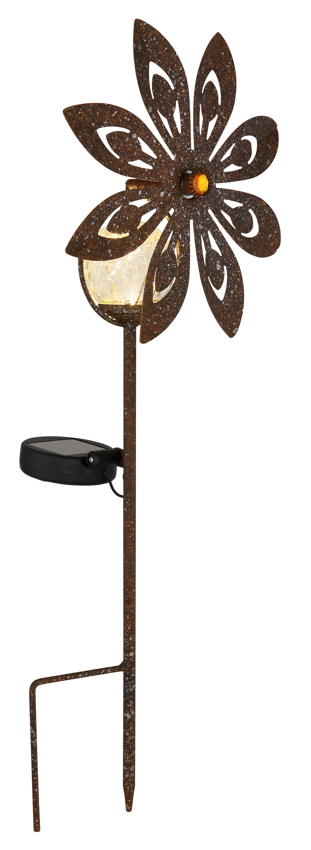 Solarleuchte Metall LED rostfarben