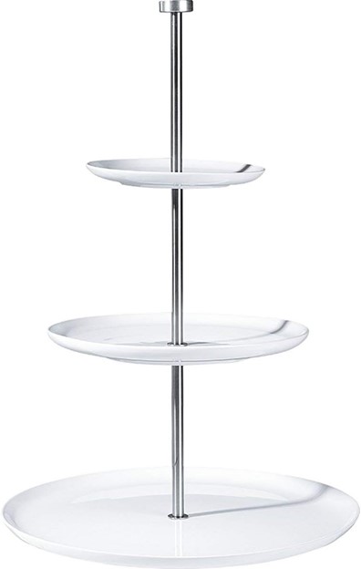 Etagere flach Grande weiß glänzend Steingut