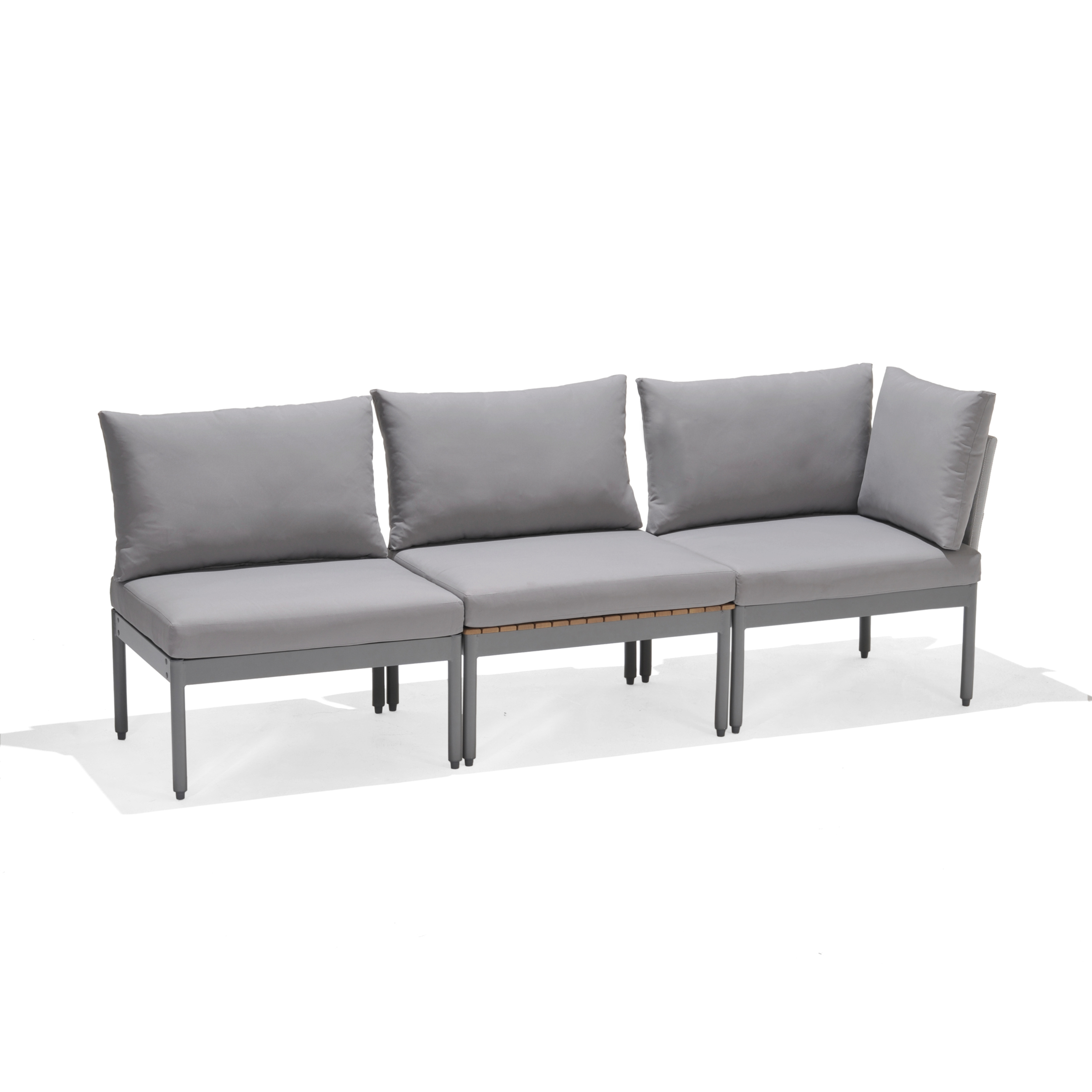 Outdoor Loungeset Colobus grau Textilene Aluminium Holz