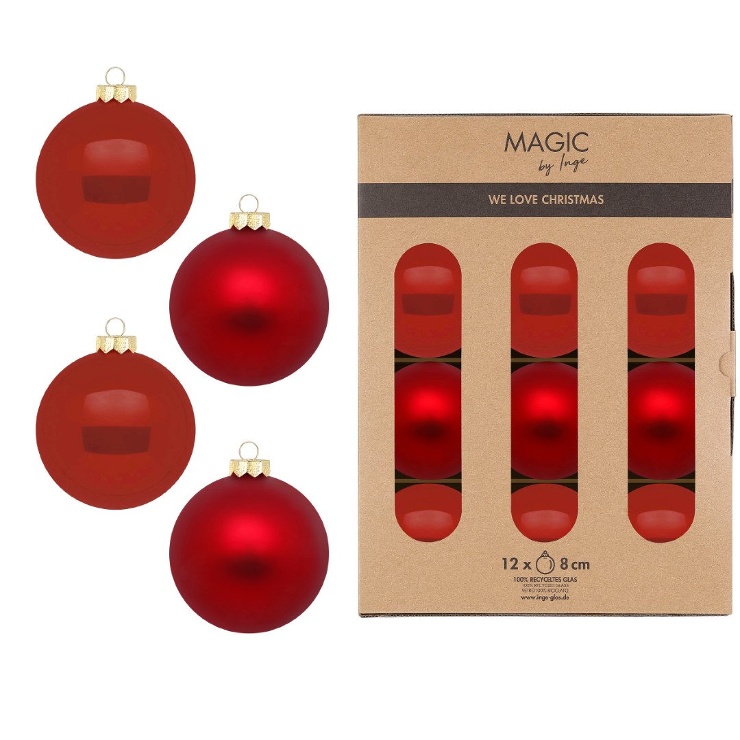 Weihnachtskugelset Classic Chianti rot Glas