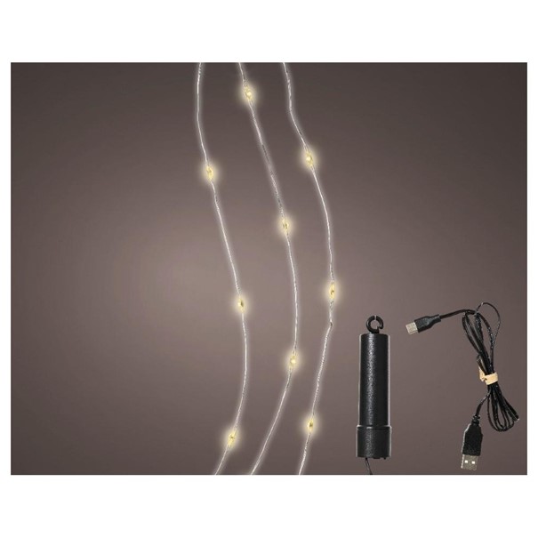 Micro LED Duracharge mit Twinkle Effekt silber/warmes weiß PVC