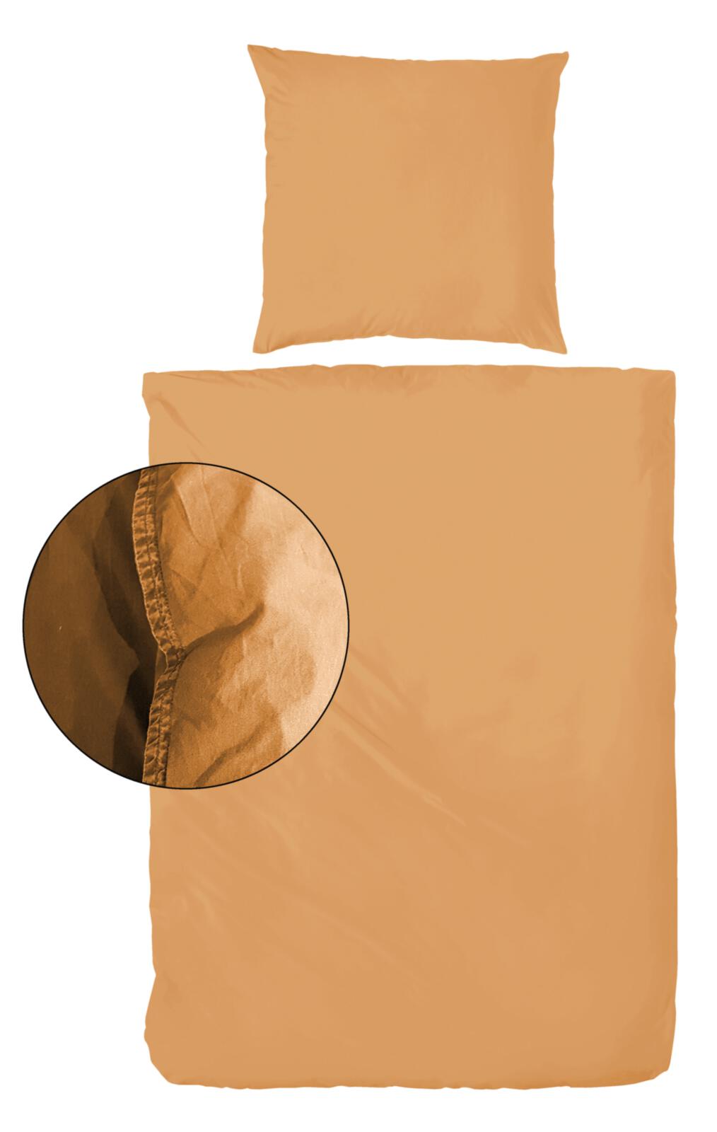Bettwäsche Stone Washed curry Stoff