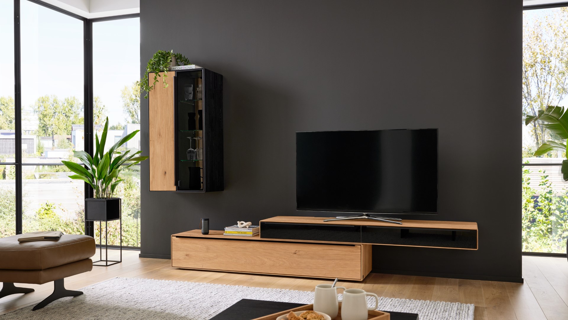 Wohnwand Interliving 2033 braun grau Eiche