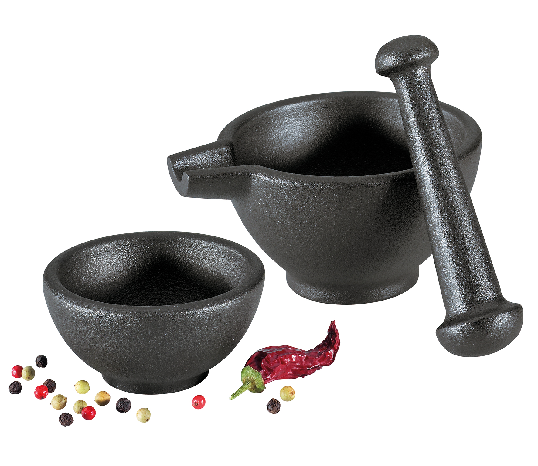 Mörser-Set Küchenprofi schwarz Gusseisen