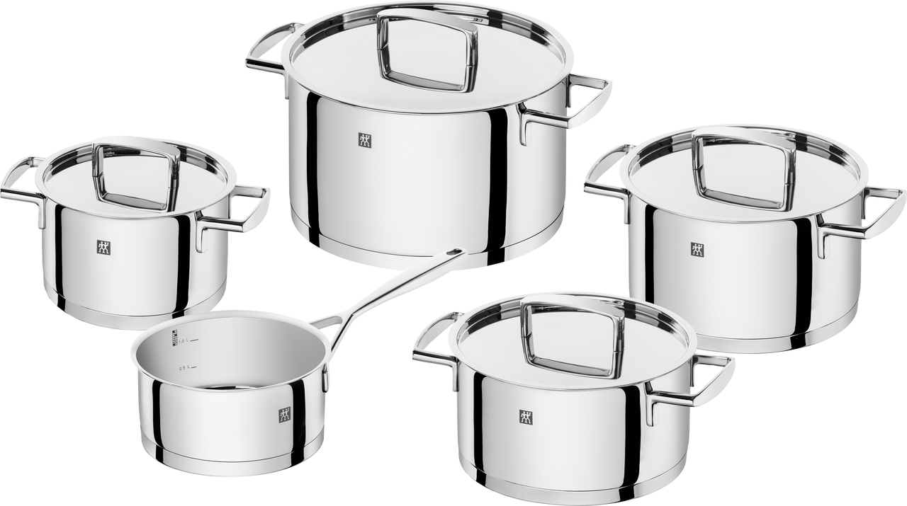 Set di pentole 5 pezzi. Passione metallo argento