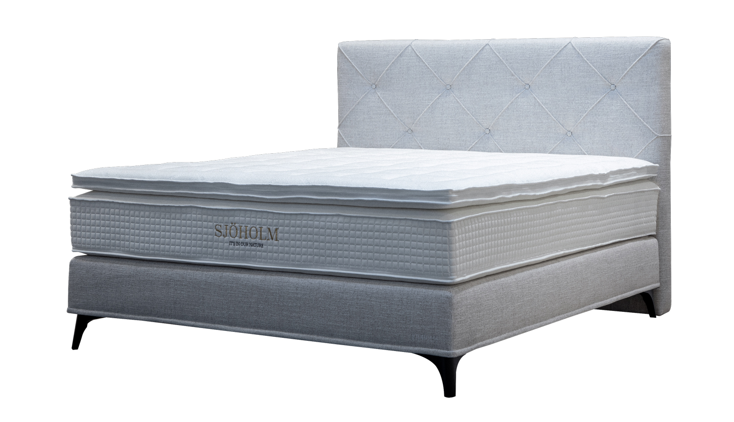 Letto a molle Stigö in tessuto grigio chiaro