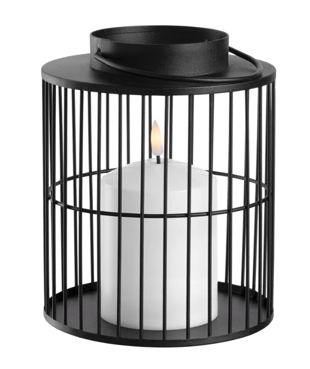 Laterne Silenzio schwarz LED Kunststoff