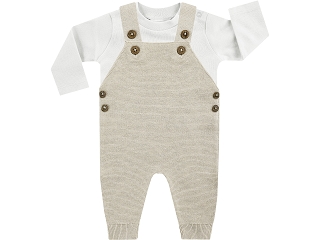 Salopette Spiss beige bianco cotone