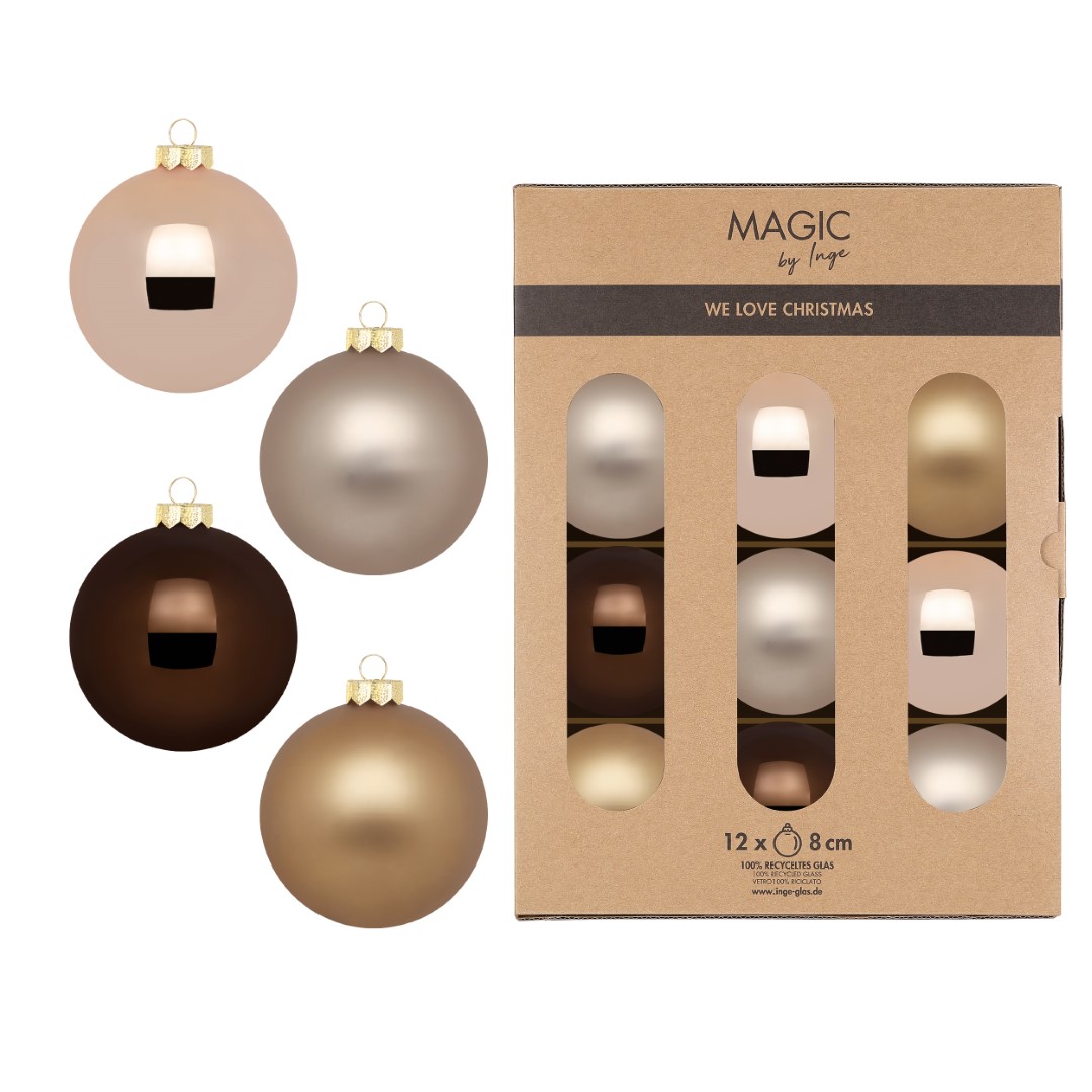 Weihnachtskugelset Elegant Lounge braun Glas
