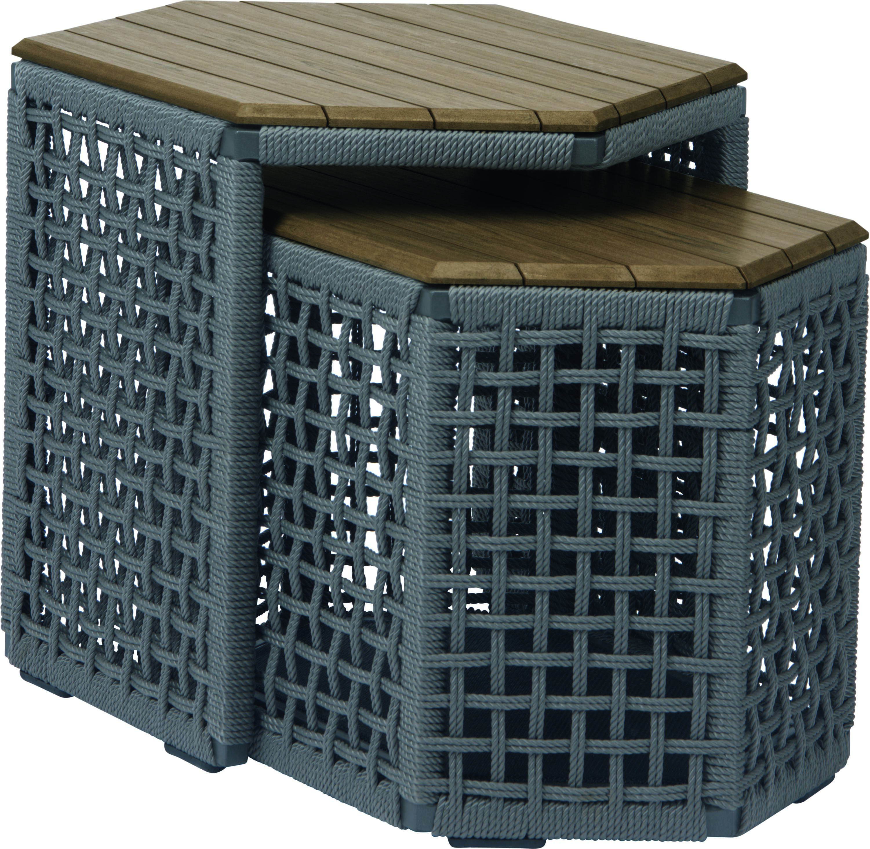 Outdoor Beistelltisch Set Timantti grau braun Aluminium Holz