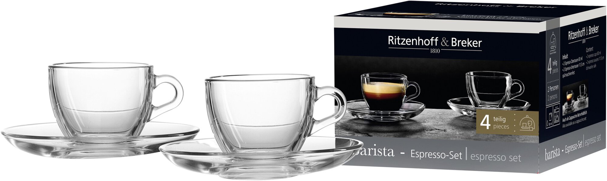 Espresso-Set Barista Klar Kalk-Soda-Glas