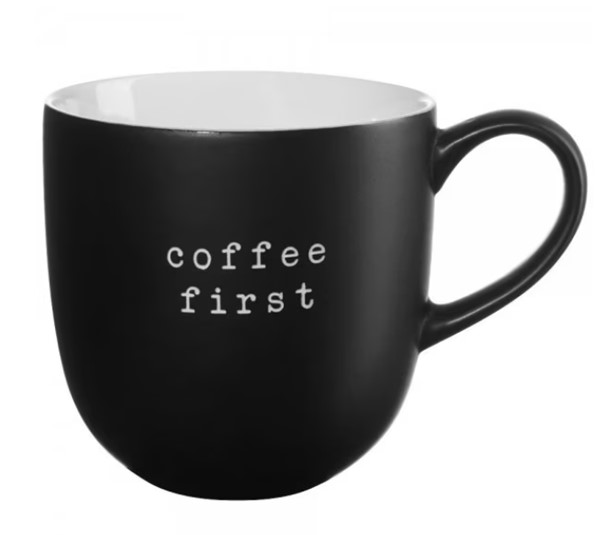 Henkelbecher Hey! schwarz matt New Bone China