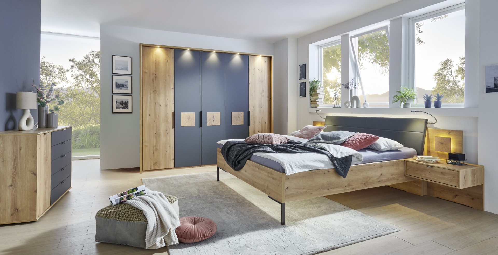 Bett Naxos braun grau Holz
