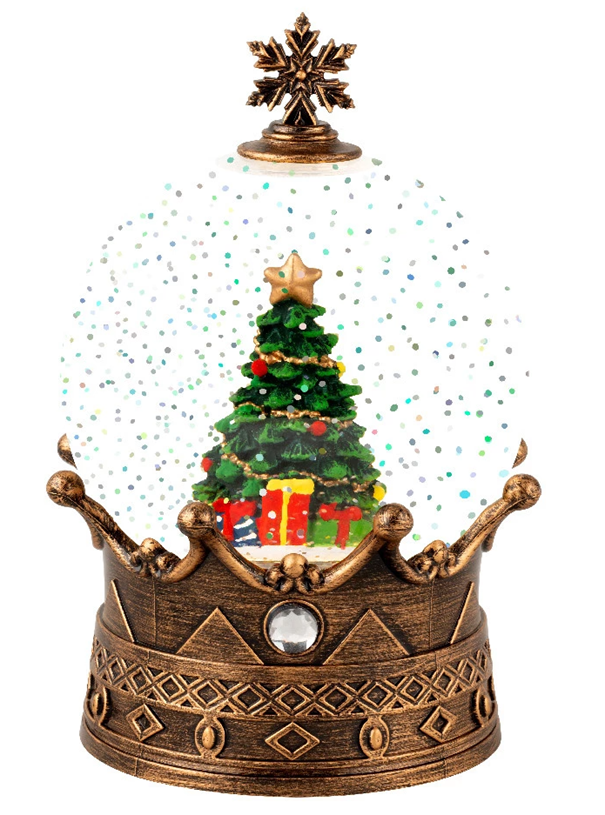 LED Schneekugel Plastik Gold