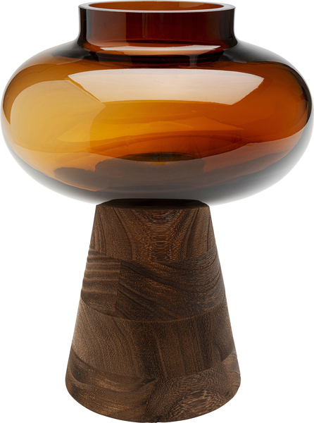 Vase Earthy braun Glas Holz