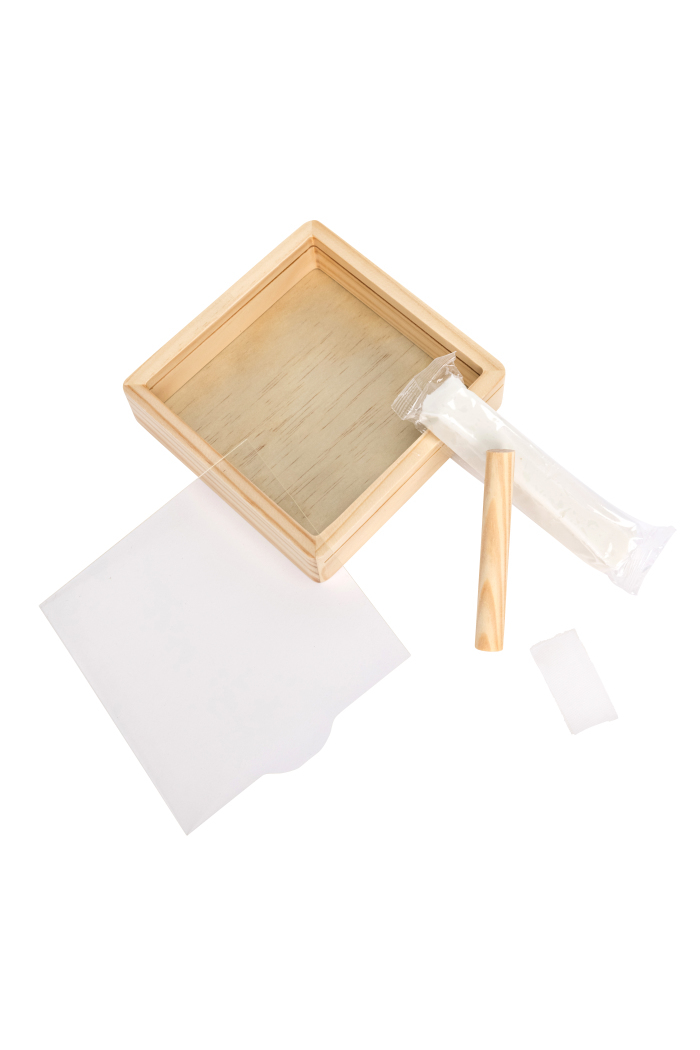 Fußabdruckbox Baby Art braun Holz