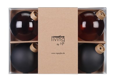 Weihnachtkugelset Coffe braun Glas